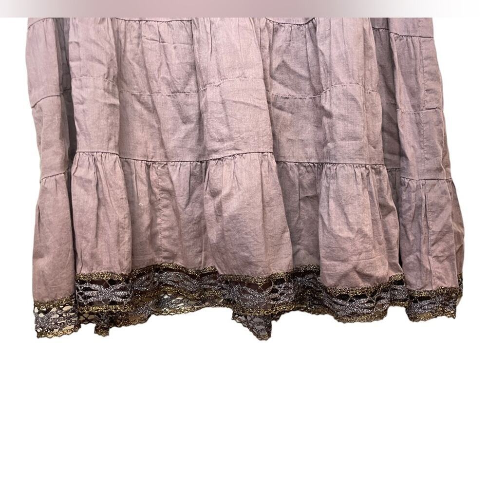 FREE PEOPLE Vintage Tiered Mauve Mini Dress Embroidered Sequins Size Small EUC - Picture 5 of 13